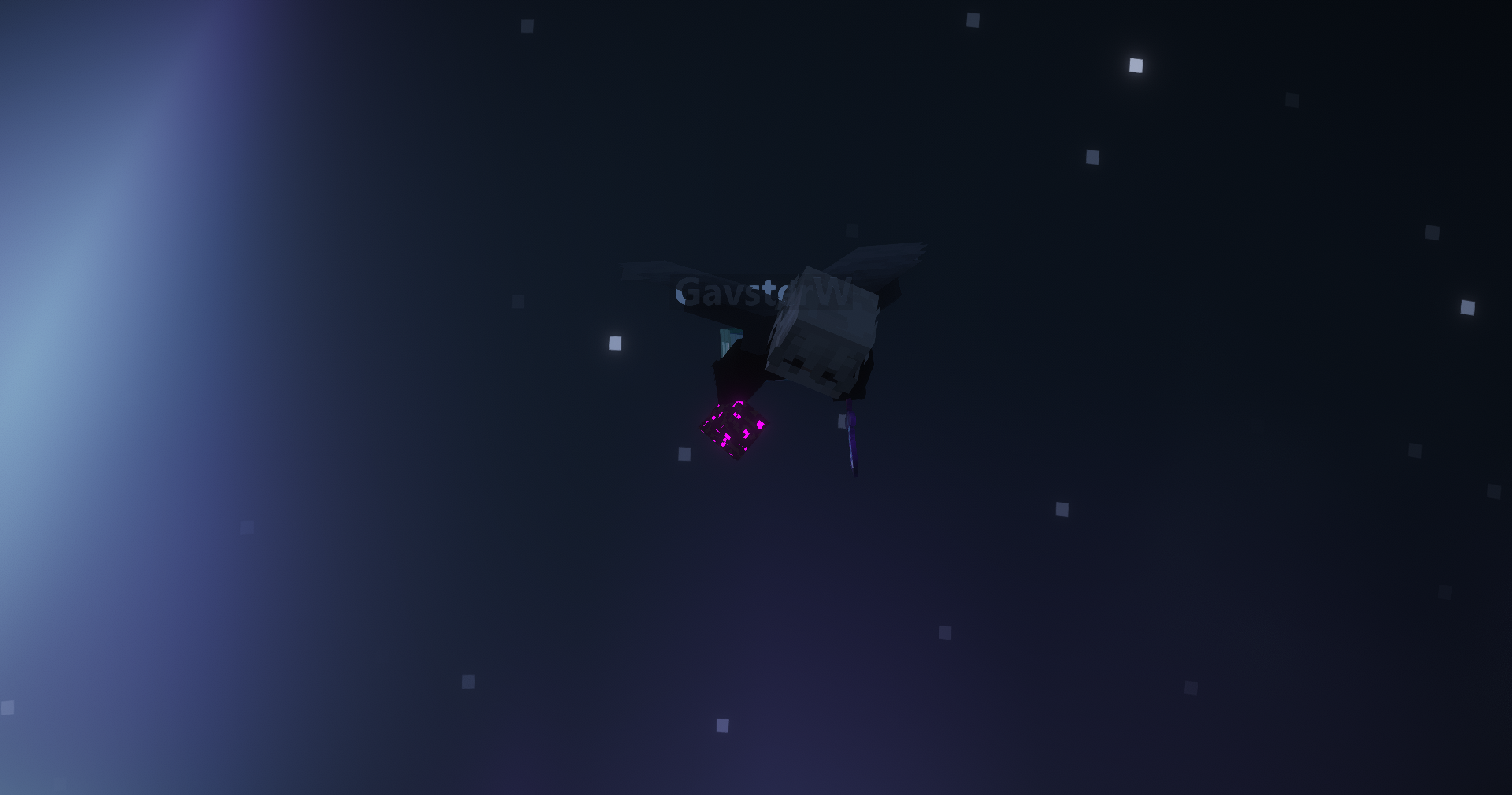GavsterW flying in the dark sky while carrying the Season 1 dragon egg