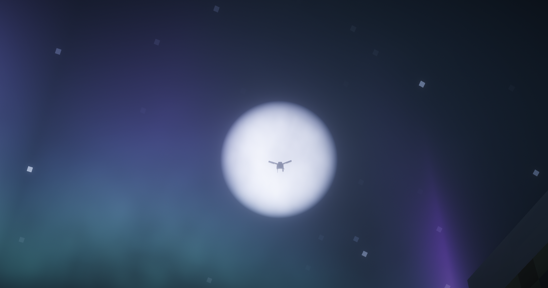 A moonlit view of the End sky during the Season 1 dragon egg moment